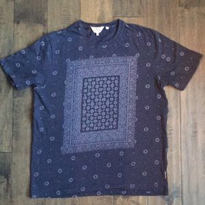 Ben Sherman tshirt size M navy blue bandana print